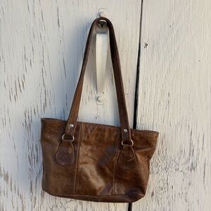 Classic Brown Leather Shoulder Tote - Women